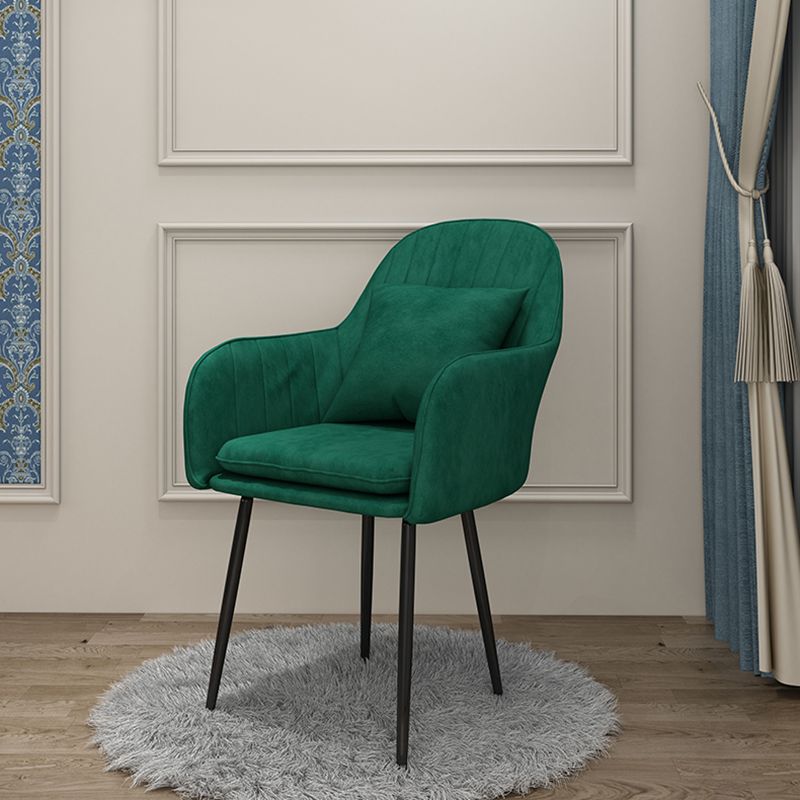 Scandinavian Dining Arm Chair Solid Back Chair with Metal Legs for Home Use