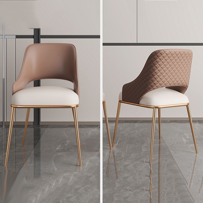 Glam Kitchen Chair Gold Legs Indoor Open Back Dining Arm Chair