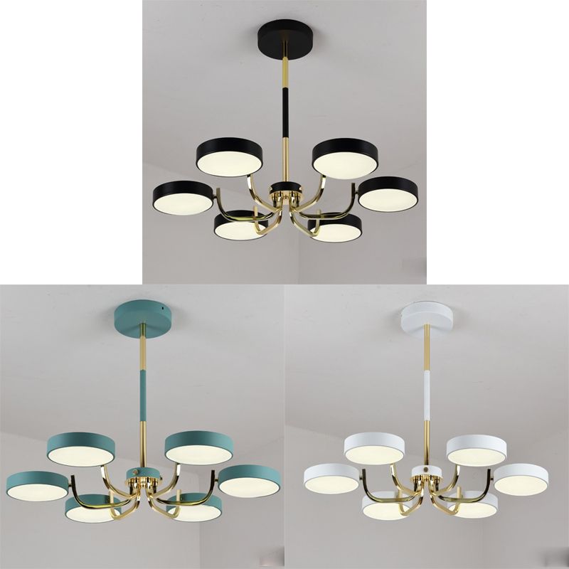 Scandinave Round Hanging Chandelier acrylique 6 lumières suspendues suspendus pour le salon