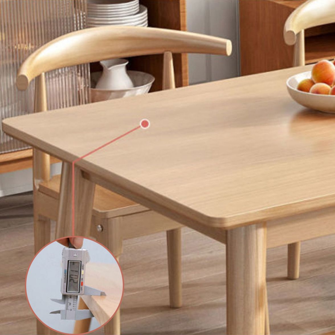 Rectangle Dining Site Table Rubberwood Solid Wood Furniture with 4 Legs