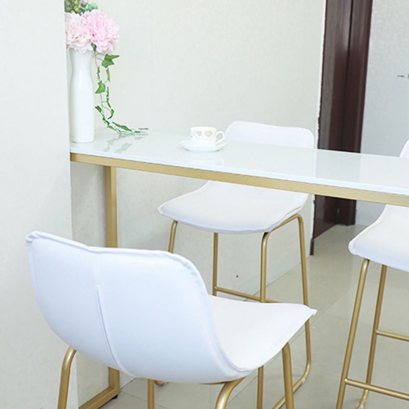 Glam Bar Table Set 1/4 Pieces Rectangle Stone Counter Table with High Stools for Balcony