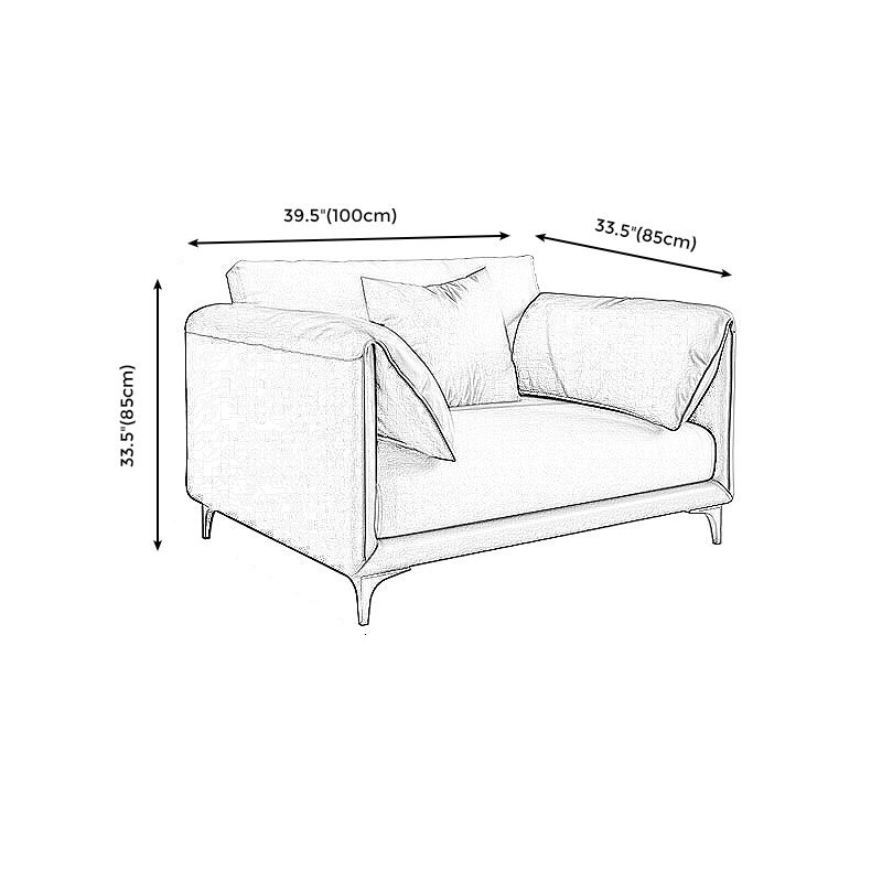 Faux Leather Modern Sofa 33.46" H Pillow Top Arm Sofa with Pillow Back, Brown