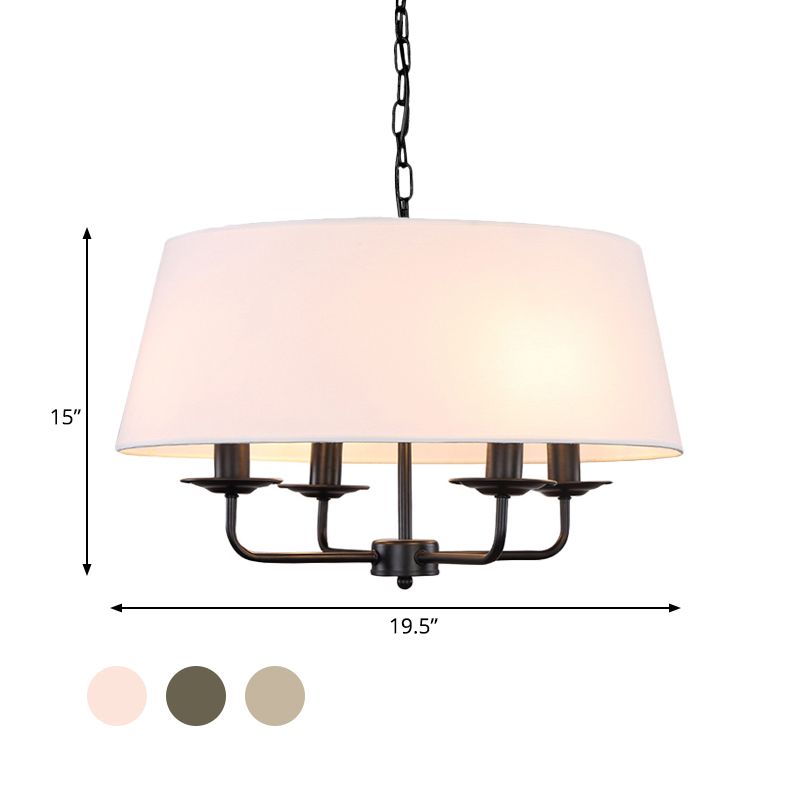 4 lampadine candela lampadario luce classica classica bianca/verde/beige tessuto appennato a soffitto con ombra tamburo