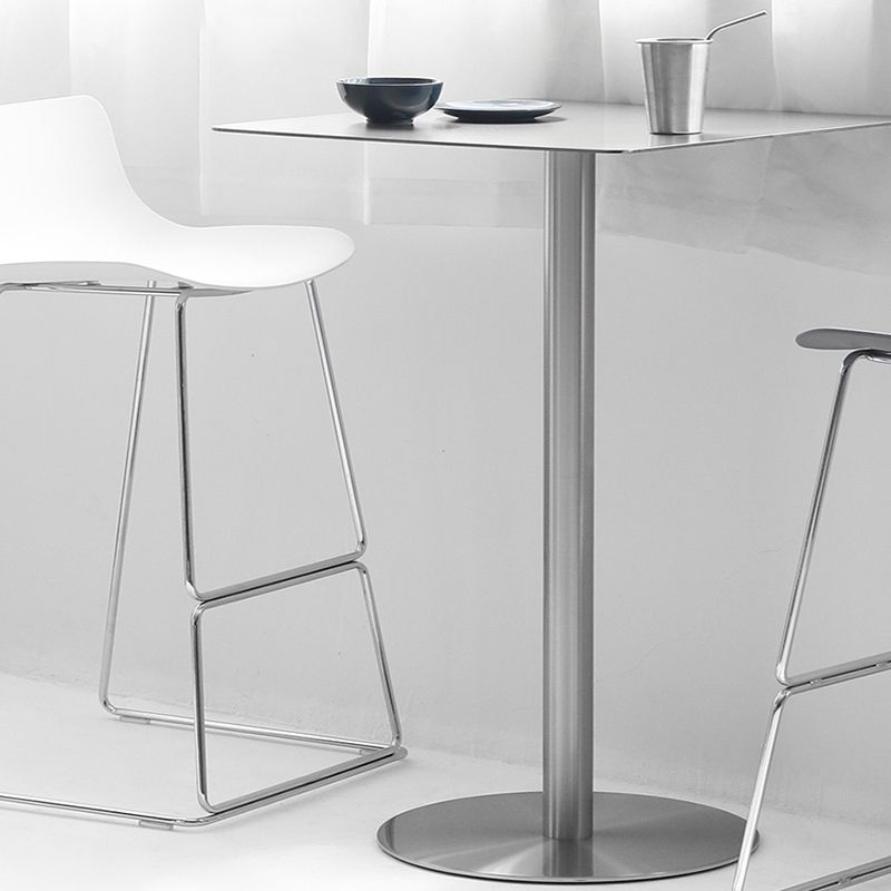 Industrial Stainless Steel Bar Table Silver Round and Square Bar Stool Table