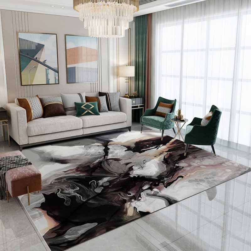 Yellow Simple Carpet Polyester Abstract Graphic Area Carpet Stain Resistant for Home Decor