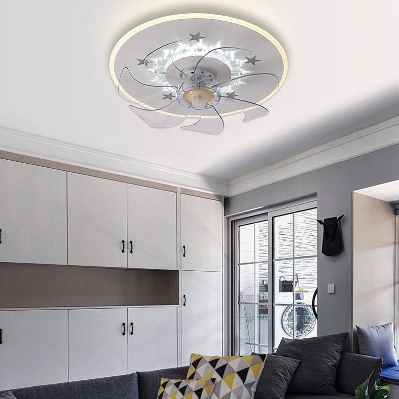 Weiße Stern Deckenlüftel Lampe Nordic LED Metal Semi Flush Mount Light für Schlafzimmer