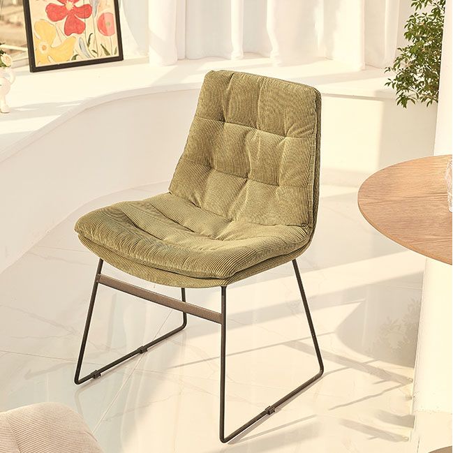 Chaises de salle à manger de style contemporain Chaises d'appoint de cuisine sans accoudoirs avec pieds en métal (Ensemble de 2)