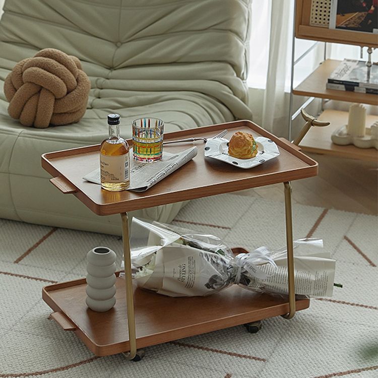 20.47" Tall Tray Top Side Accent Table Solid Wood End Slide Table