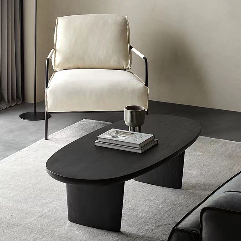 2 Legs Coffee Table Contemporary Solid Wood Coffee Cocktail Table