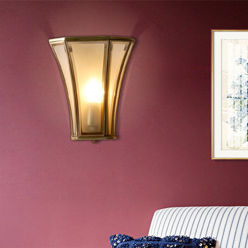 1 kop spoelige montage wandlicht retro afgeschuinde matte opaal glazen wand sconce in goud