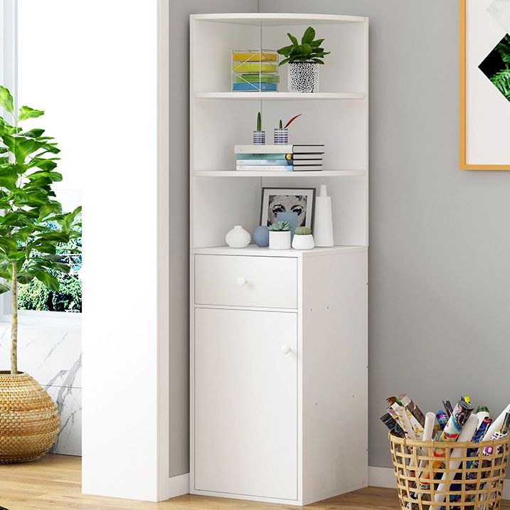 Corner Shelf Bookcase White Bookshelf with Doors for Home Office