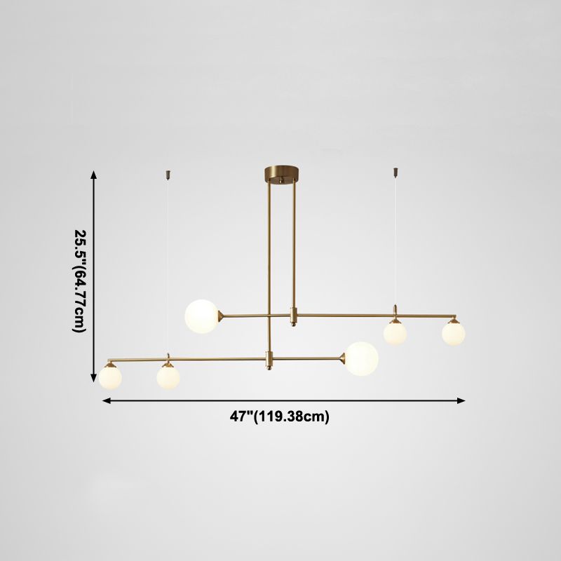 Copper Modern Island Lighting Glass Chandelier Light Fixture for Dining Room