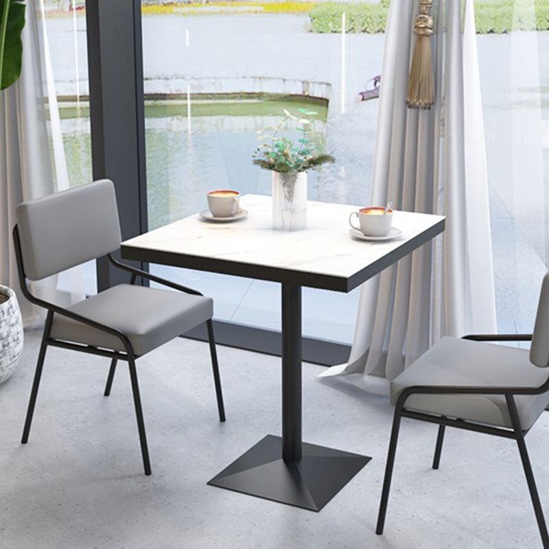 Sintered Stone Dining Table Industrial Square Dining Table with Metal Base