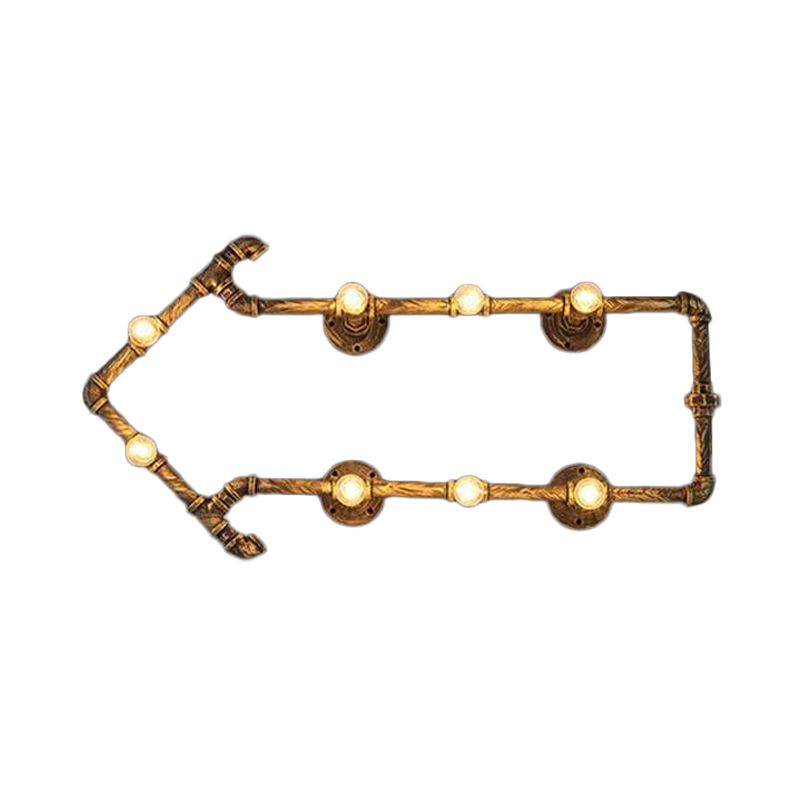 Road Arrow Wine Bar Wall Lamp Rustic Wrought Iron 8 Bulbs Brass Finish Wall Mount Light Fixture