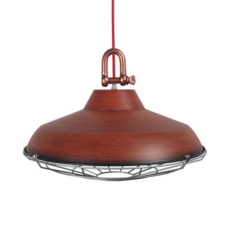 Apparecchio di illuminazione a sospensione con cornice metallica con tonalità fienile industriale 1 bulbo soggiorno lampada appesa in bianco/rame/ruggine