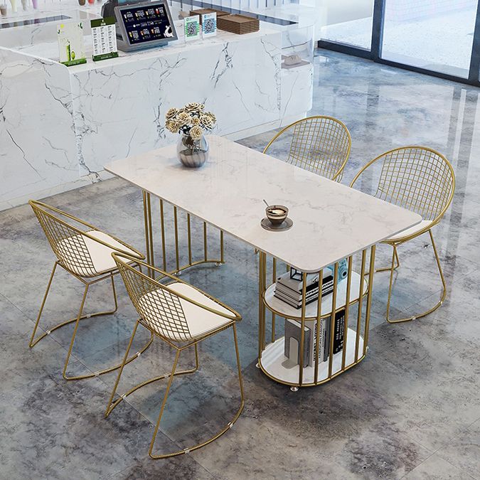 Nordic 1/2/4/5 Pieces Dining Set Rectangle Stone Dining Table for Dining Room