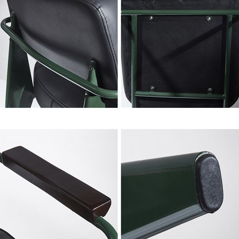 Industrial Style 24.4" Wide Faux Leather Fixed Back Armless Chair