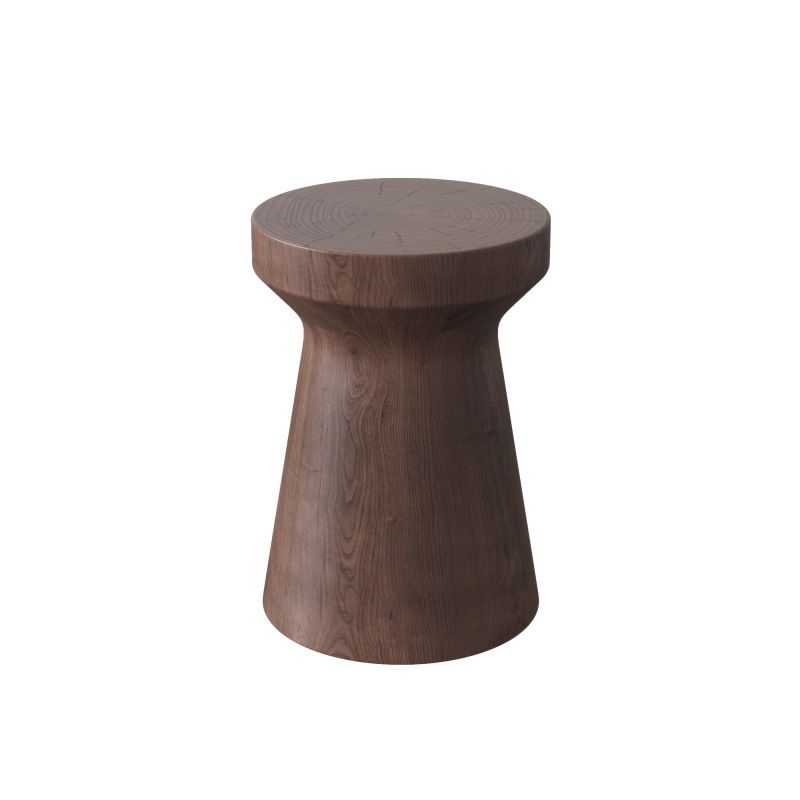 Square Block Base Design Cocktail Table Solid Wood Round Coffee Table