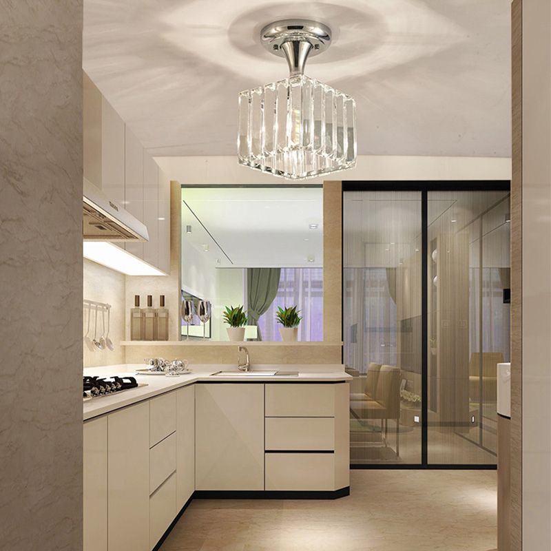 Spiral-/Kegel-/Zylinder-Küchenleuchte, minimalistische Kristall-Deckenbeleuchtung mit 1 Licht, Chrom