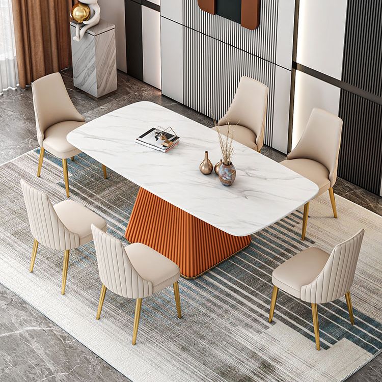 Mesa de comedor de piedra sinterizada Mesa de comedor tradicional de lujo con base de pedestal