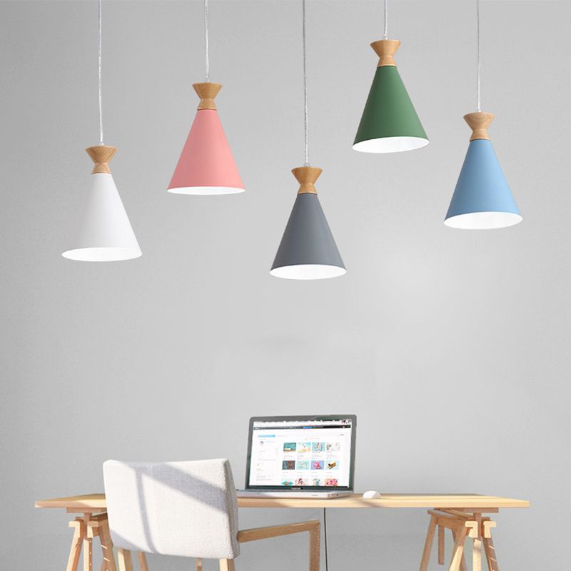 Modern Style Cone Shade Hanging Light Metal 1 Light Hanging Lamp for Bedroom