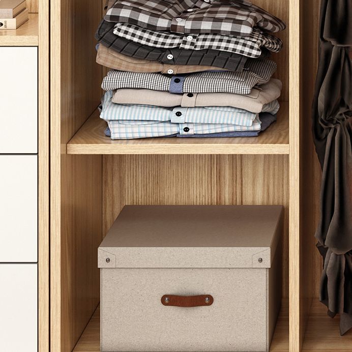 Engineered Wood Wardrobe Armoire with Garment Rod Modern Wardrobe Cabinet