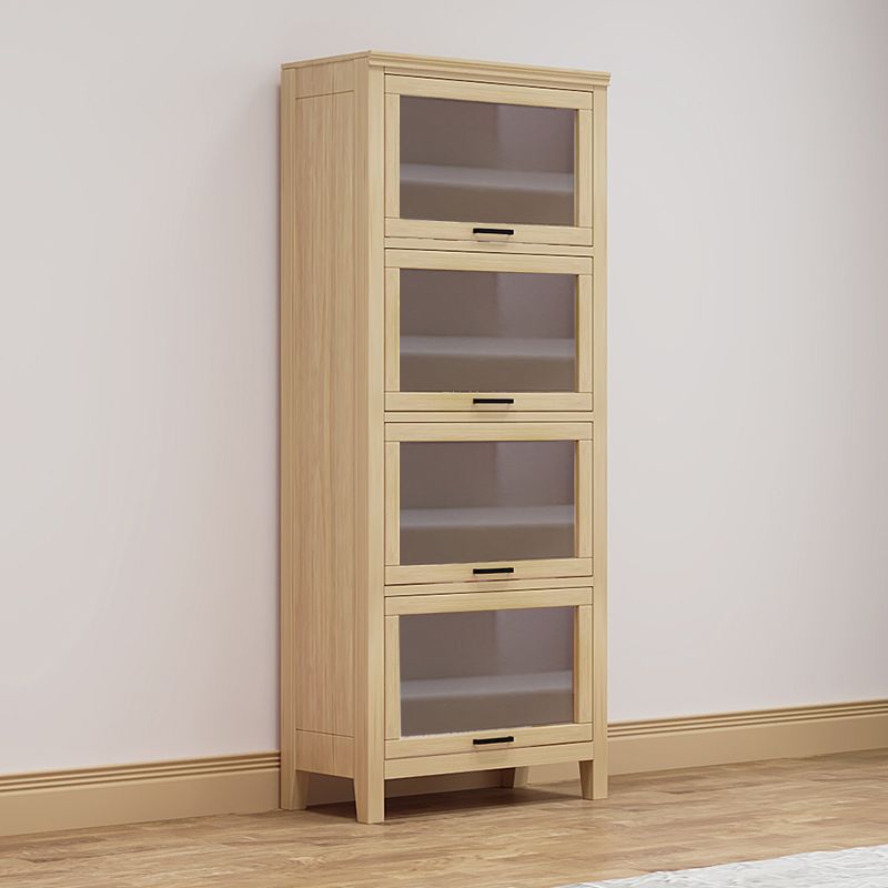 11.81"W Bookcase Contemporary Style Solid Wood Bookshelf for Home Office with Doors