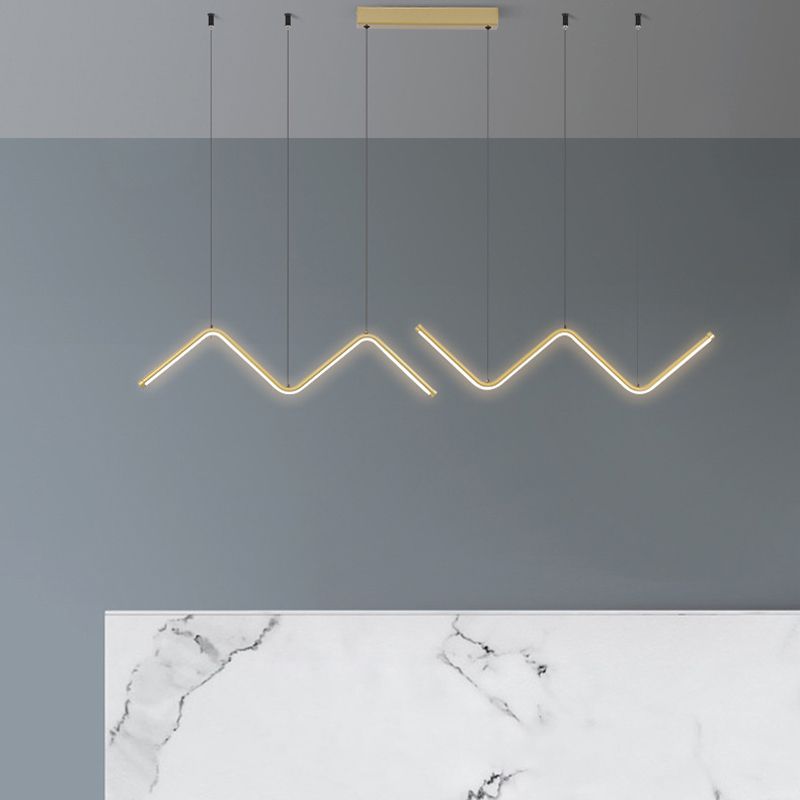 Nordic Aluminum Island Light Linear LED Island Pendant for Dining Room