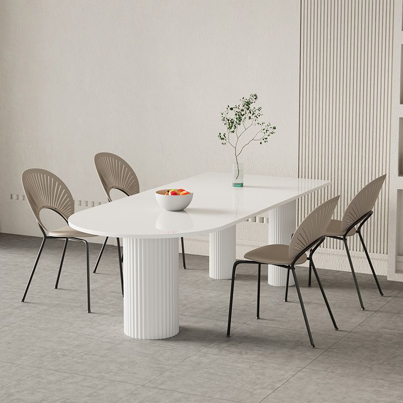 Contemporary White Color Faux Marble Dinner Table with 3 Legs