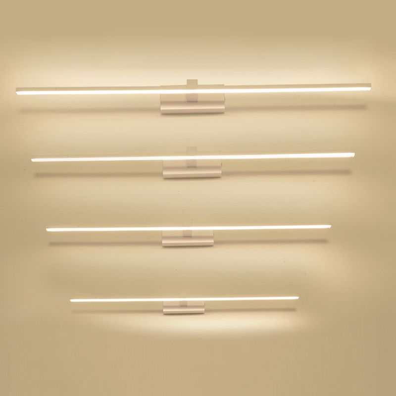 Luci da parete dello specchio da sfumatura lineare in metallo moderno 1 Fun a supporto per la parete della testa in bianco