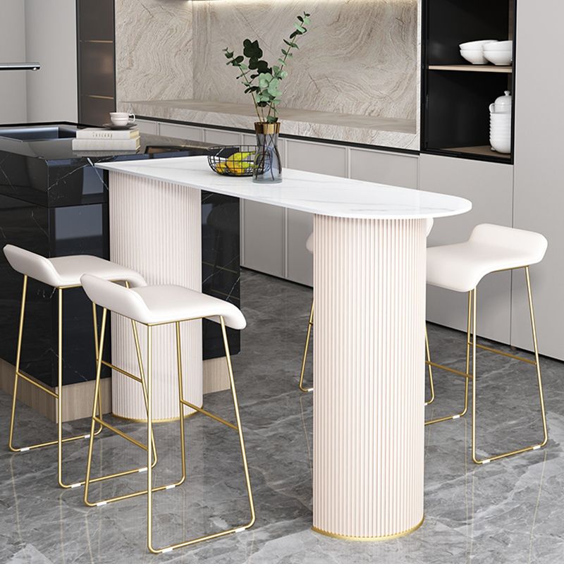 Modern Free Form Bar Set 1/2/5 Pcs Stone Bar Table with  Upholstered Stools