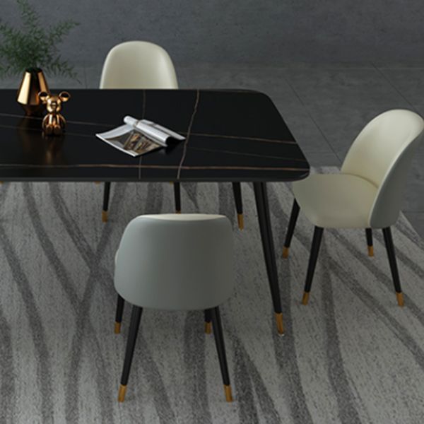 Industrial Sintered Stone Table for Restaurant Rectangle Black Dining Table with 4 Legs
