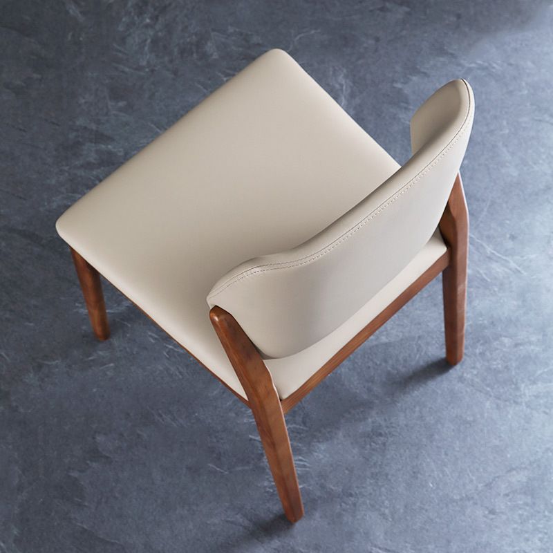 Contemporary Style Open Back Chairs Armless Side Chairs with Wood Legs for Kitchen