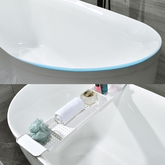 Modern Oval Bathtub Acrylic Freestanding Soaking White Back to Wall Bath