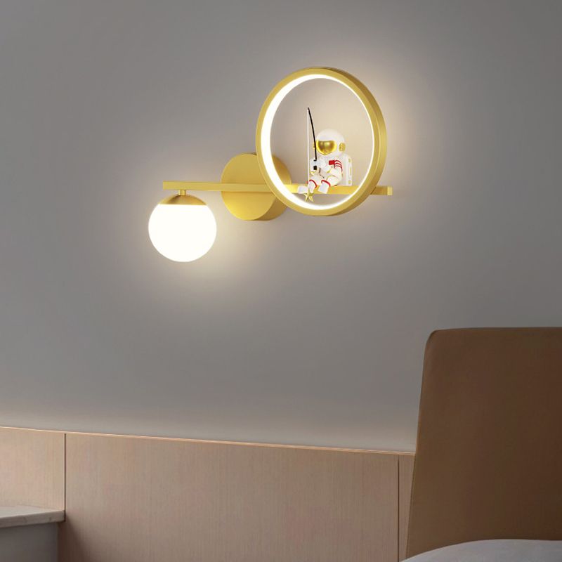Contemporary Creative Wall Light Fixture Astronaut Wall Light Sconce for Kid's Bedroom