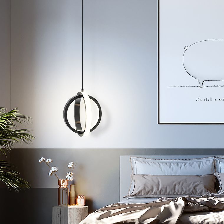 Aluminium LED Hanging Light in Modern Minimalist Style Silicone Globe Pendante Light for Bedroom