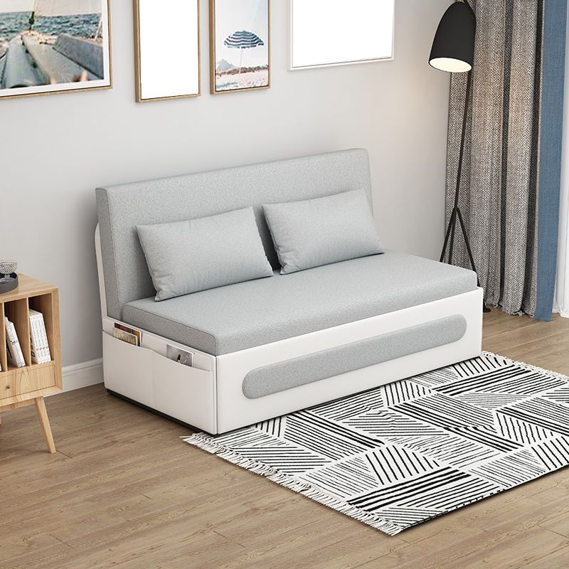 Contemporary 33.46"H Faux Leather Armless Sofa Bed for Apartment with Storage