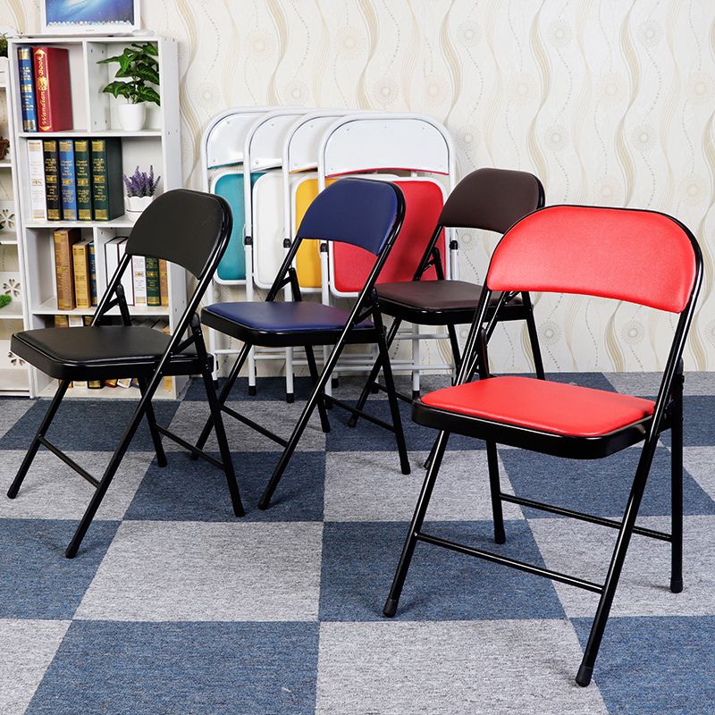 Modern Metal Office Chair No Wheels Mid/Low Back Desk Chair without Arm