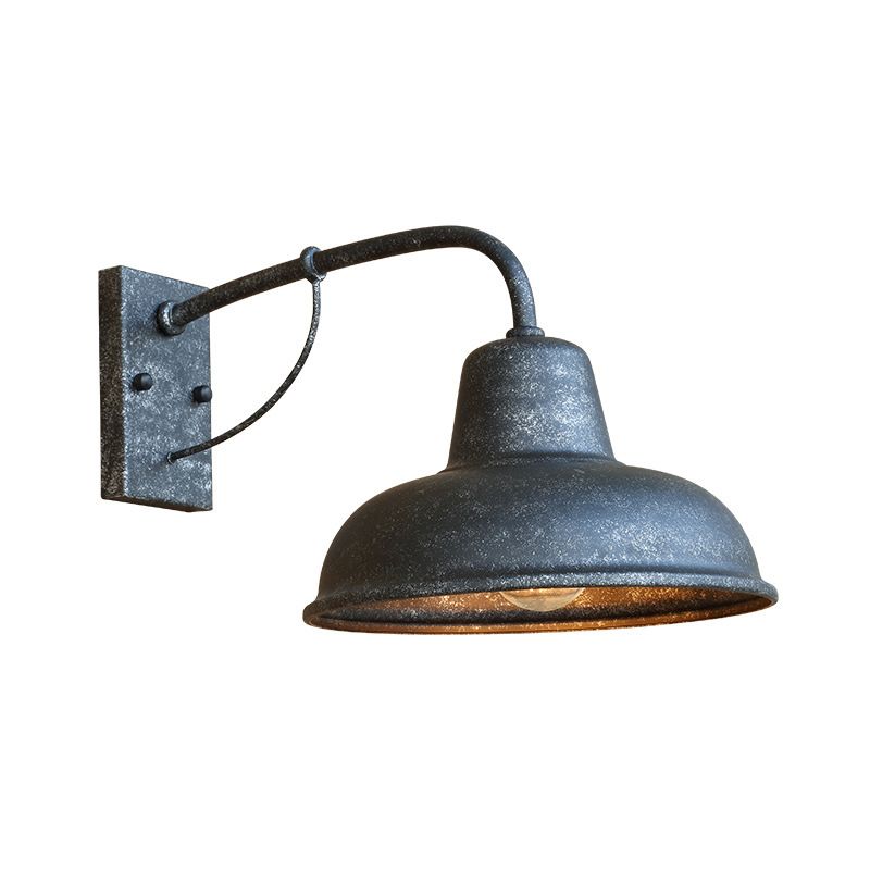 1 lampe murale à dôme légère style industriel noir / mat en métal noir metal luminaire pour extérieur