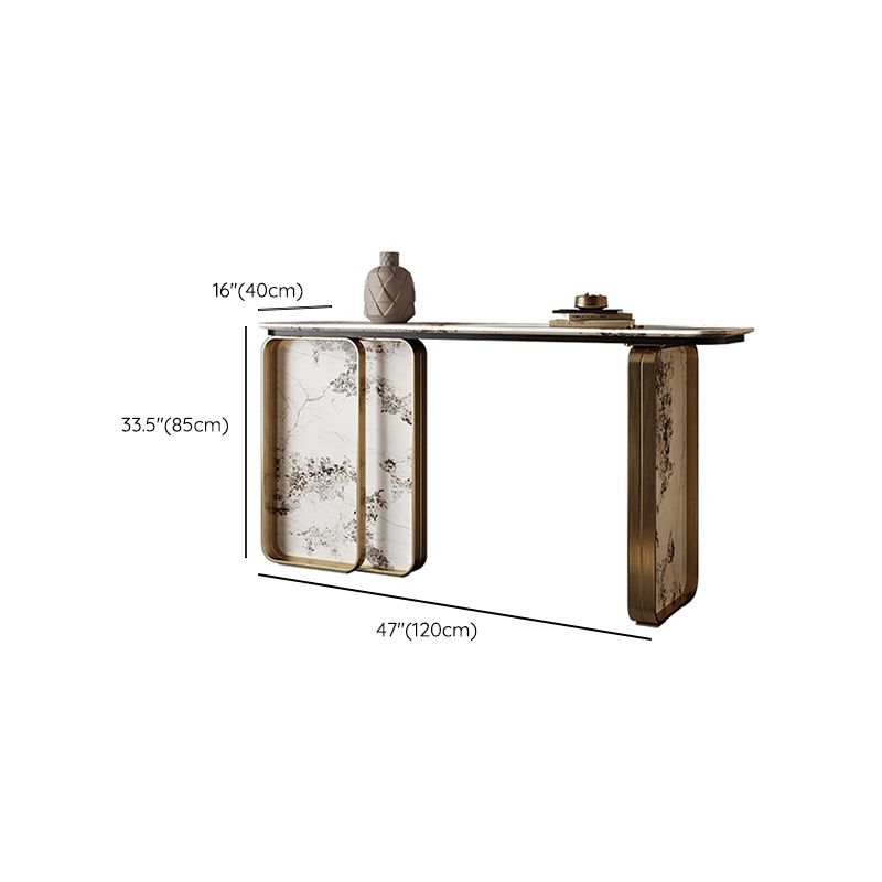 Glam Golden Console Accent Table Stone Console Sofa Table for Hall