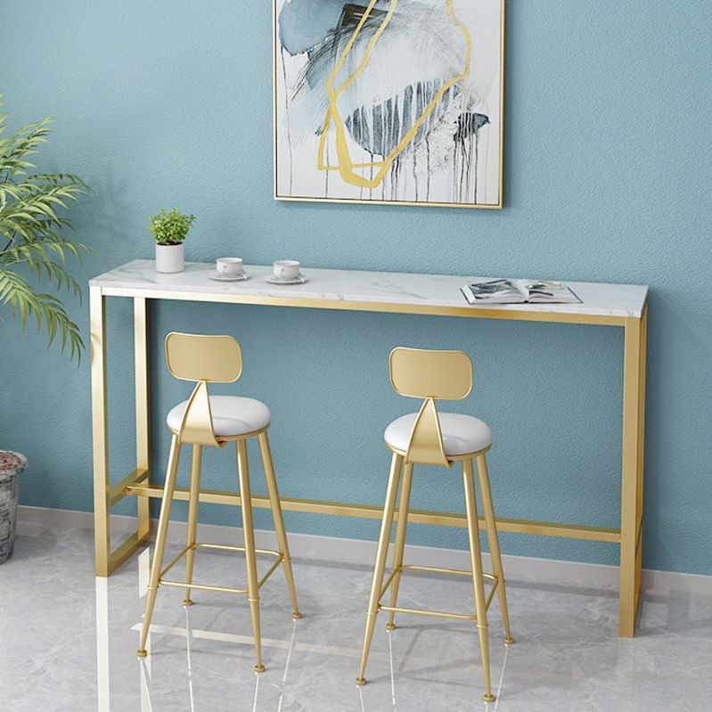 Glam Style 1/2/3 Pieces Bar Table Set Rectangle Bar Table with Metal High Stools for Home