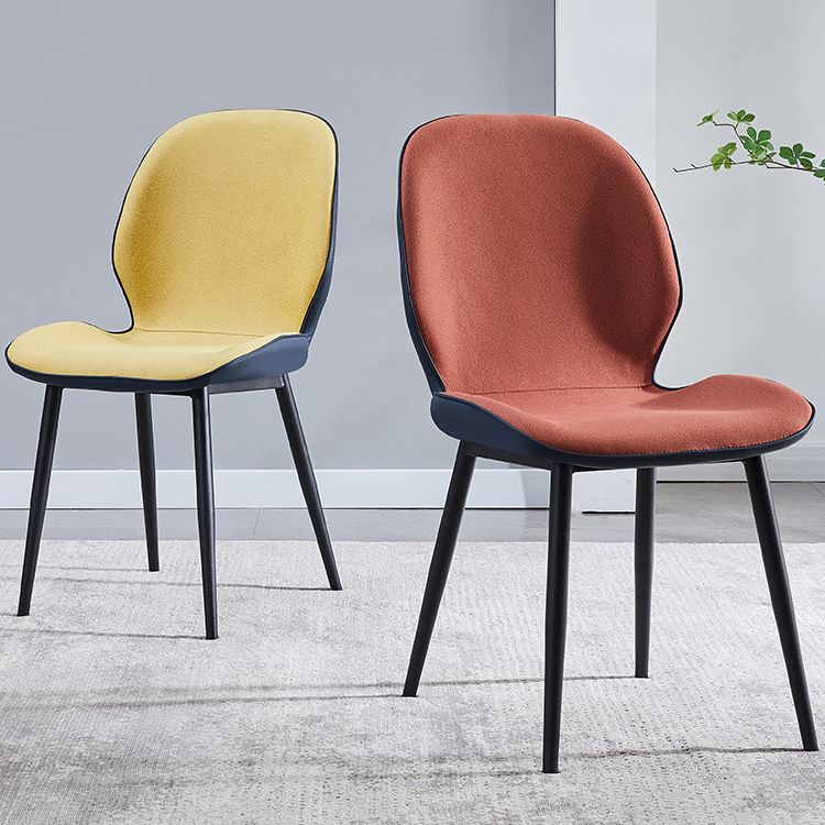 Home Scandinavian Side Chair Upholstered Solid Back Metal Dining Room Chair
