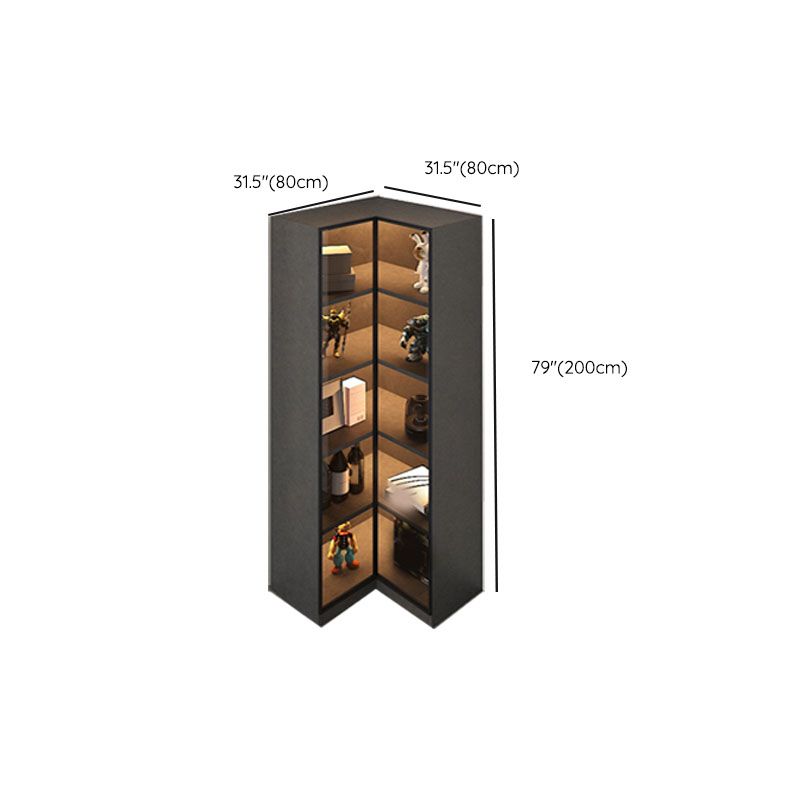 Corner Glass Paned Wood No Distressing Contemporary Accent Cabinet