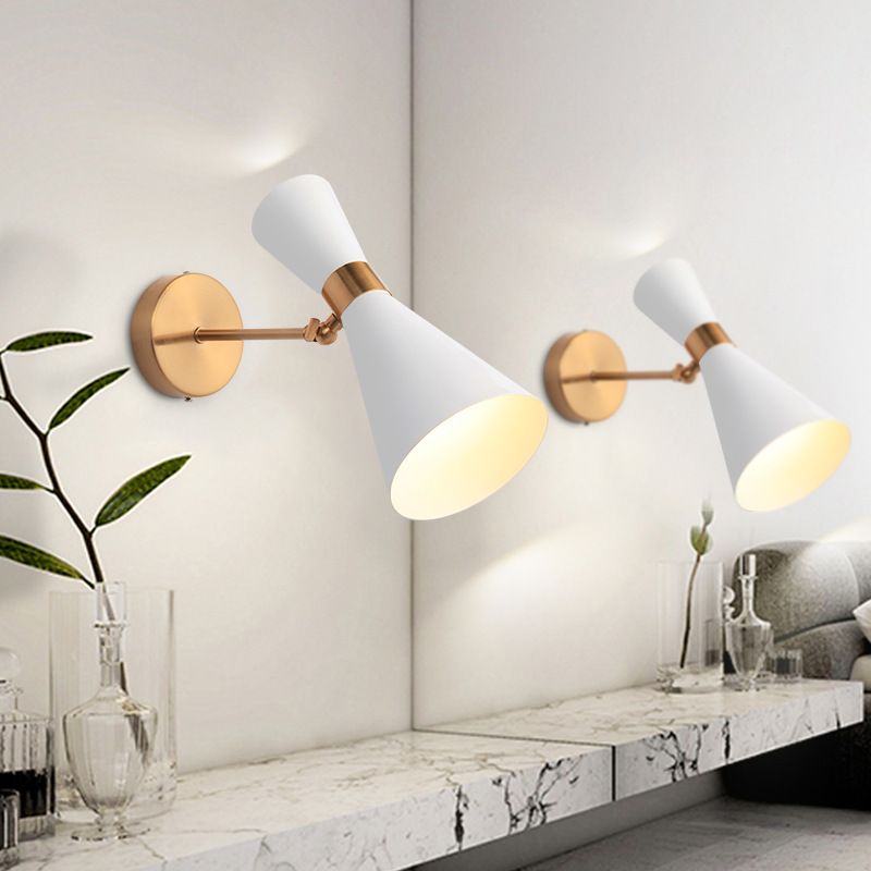 Postmodern Horn Shape Vanity Light with Iron Shade for Shower Room
