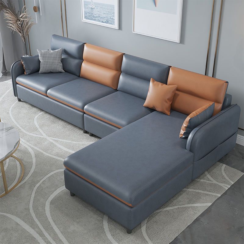 Multicolor Choice Imitation Leather Sofa Bed Embedded Armrest with Pillow Back Sofa
