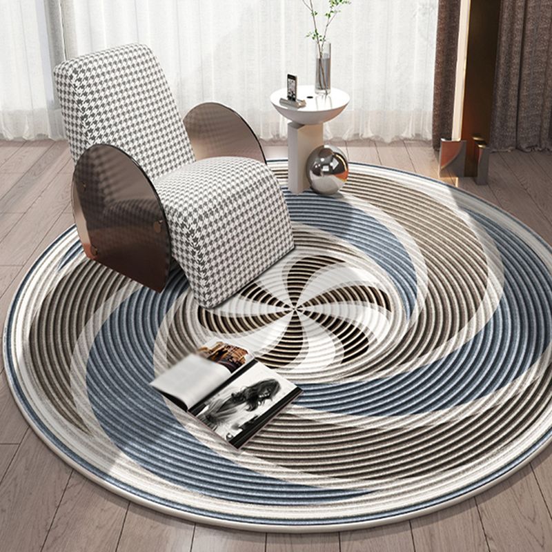 Printing Pattern Rug Polyester Round Carpet Non-Slip Backing Area Rug for Home Decoration