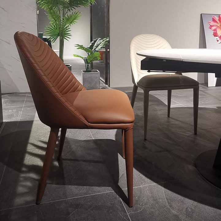 Leather Parsons Chair Modern Furniture in Matte Finish for Indoor