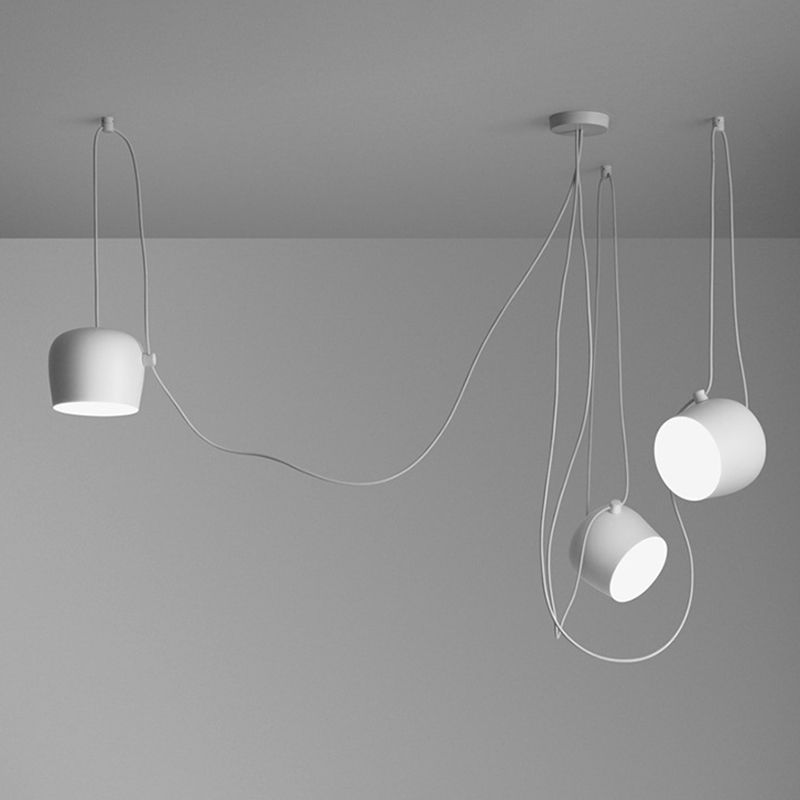 Lampada sospesa in alluminio Mini Drum Light Nordic White Sospension per sala da pranzo