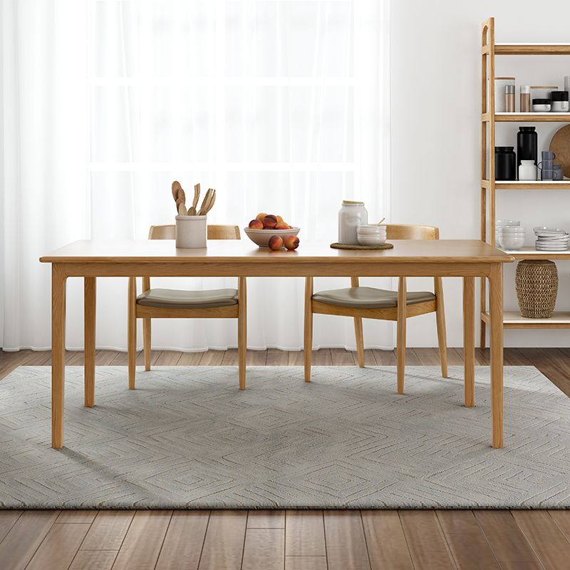 Rectangle Simplicity Dining Table Wood Color Fixed Table of Pinewood Solid Wood