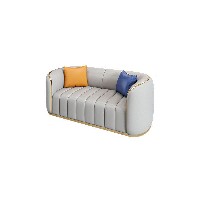 Faux Leather Sofa Tuxedo Arm Sofa with  Tight Back  for Apartment